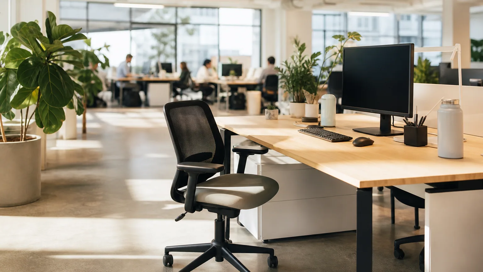 Poste de travail inoccupé dans un open space, symbolisant l'absence prolongée d'un salarié
