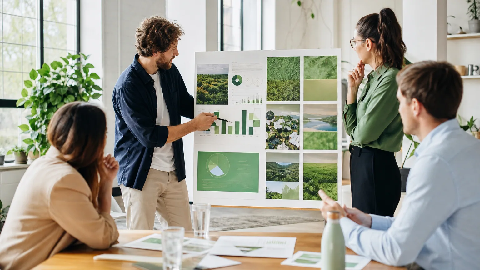 Équipe de PME évaluant l'impact social et environnemental de son entreprise pour obtenir la certification B Corp