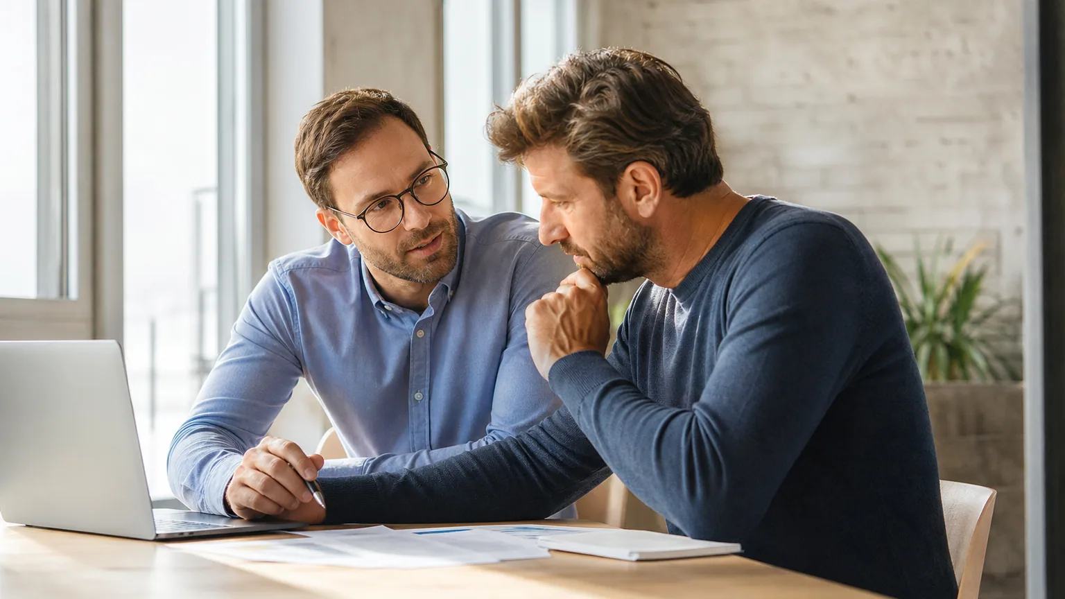 Entrepreneur individuel en discussion avec son expert-comptable pour évaluer l'option à l'impôt sur les sociétés