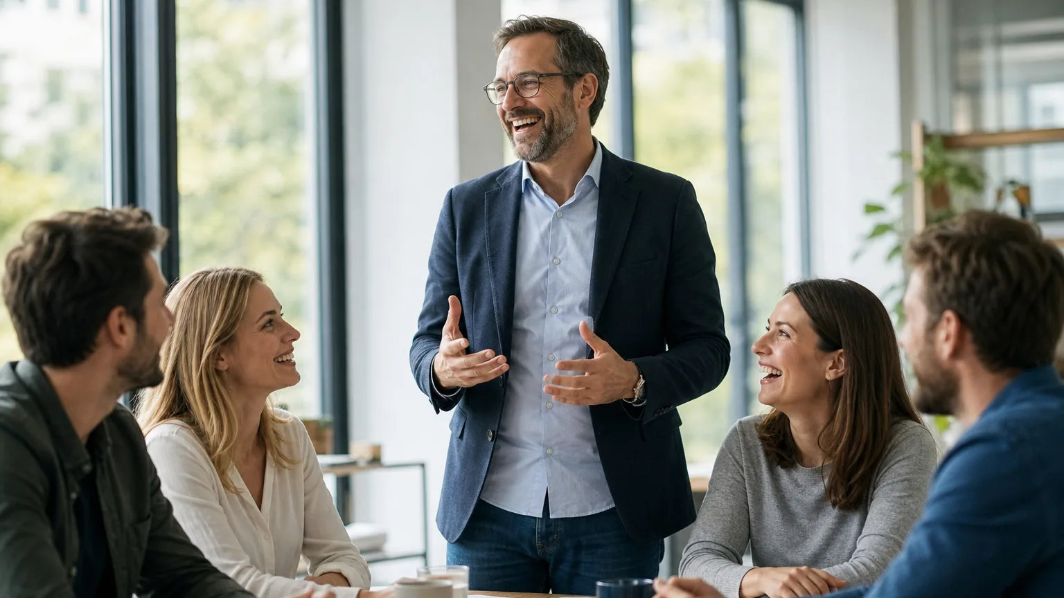 Dirigeant de PME annonçant le versement d'une prime de partage de la valeur à son équipe